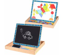 Vaikiška medinė dvipusė magnetinė piešimo lenta su dėlione | Tooky TKF027